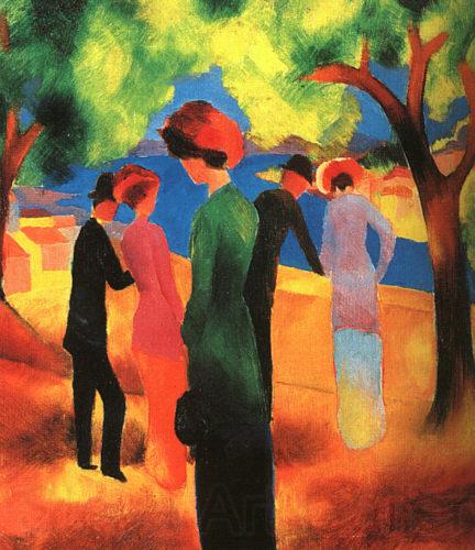 August Macke Woman in a Green Jacket Norge oil painting art